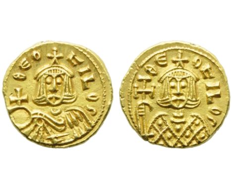 Theophilus (829-842), Solidus, Syracuse, AD 831-842; AV (g 3,81; mm 16; h 6); ?EO - FILOS, crowned bust facing, wearing chlam