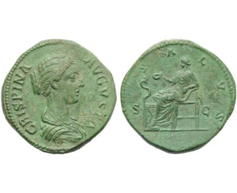 Crispina (Commodus, 177-192), Sestertius, Rome, c. 178-192 d.C.; AE (g 23,01; mm 32; h 6); CRISPINA - AVGVSTA, draped bust r.