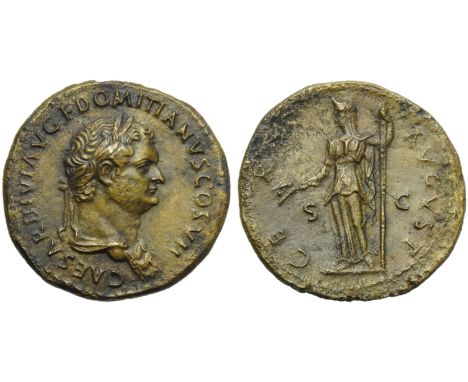 Domitian, as Caesar (Titus, 79-81), Dupondius, Rome, AD 80-81; AE (g 8,49; mm 28; h 6); CAESAR DIVI AVG F DOMITIANVS COS VII,