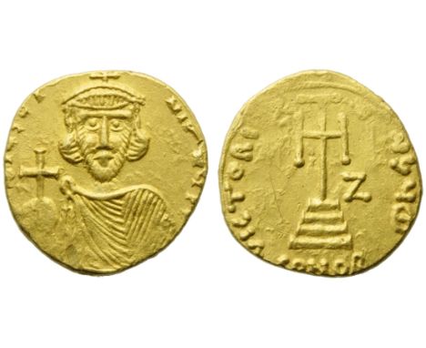 Justinianus II, first reign (685-695), Solidus, Syracuse, AD 685-695; AV (g 4,17; mm 18; h 6); d IySti - NIANyS P, crowned bu