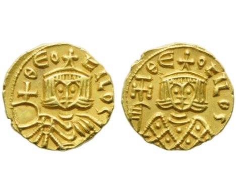 Theophilus (829-842), Solidus, Syracuse, AD 831-842; AV (g 3,83; mm 16; h 6); ?EO - FILOS, crowned bust facing, wearing chlam