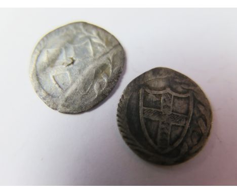 Commonwealth halfgroat x 2, Spink 3221, first crinkled, NF/GF, second, smallish, VF [2]