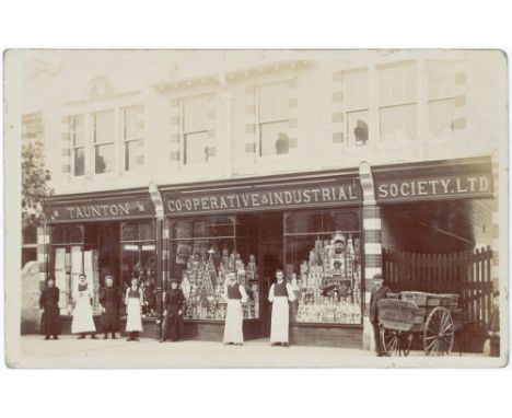 Taunton Co-op Society Ltd, shop front with staff & delivery cart R/P (1)