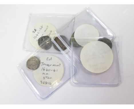 Charles I silver minors, Halfgroats both mm. Sun, F/GF and ragged flan double-struck, F/NVF, ditto mm. Harp, F/VF, ditto mm. 