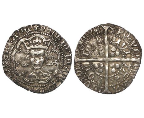 Henry V silver groat of London, Class C, mullet on right shoulder, Spink 1765, with old ticket, nice even strike, well centre