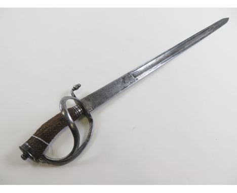 Sword: an 18th century Hunting Hanger. Two bar guard marked 'KOHL' (sword maker Stultgart from 1793). Steel guard with quillo