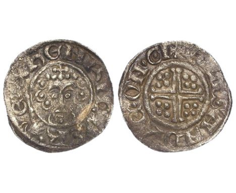 John silver penny, Class 5b, Spink 1351, obverse reads:- hENRICVSR EX, reverse reads:- +ALISANDRE.ON.GI ['S' with pellet cent