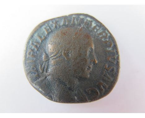 Severus Alexander sestertius Rome Mint 232 A.D., reverse:- PROVIDENTIA AVG S C, Annona standing front, head left, holding cor