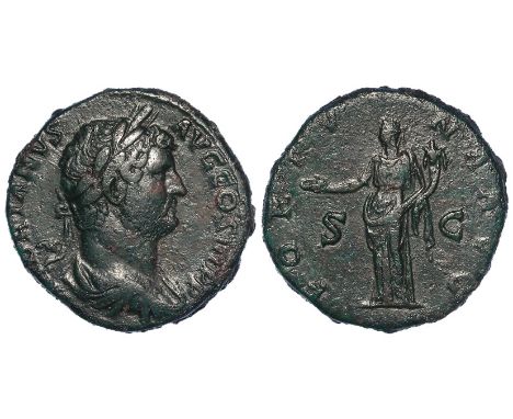 Hadrian brass sestertius, Rome Mint 137A.D., reverse:- Fortuna-Concordia standing left, holding patera and cornucopiae, Sear 