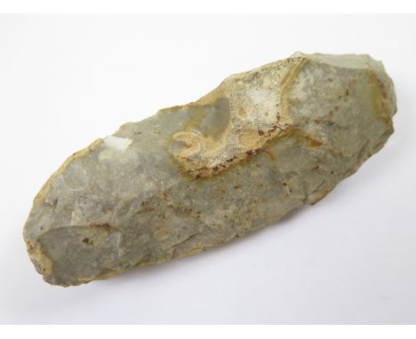 Mesolithc tranchet stone axe of c.10000 - 4001 B.C., found in Suffolk and sold with sketch and museum details