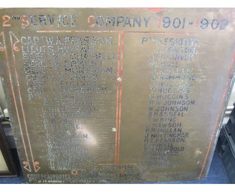 Large and heavy Memorial to The West Yorkshire Regiment on five brass panels which form a Roll of All The Officers and Men of