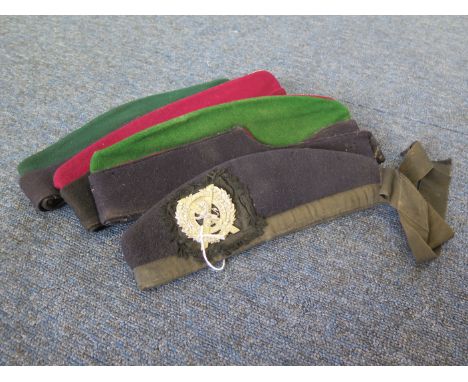 Collection of side caps to E.Yorks R: Dorset R: Gloucestershire R and London Scottish (4)