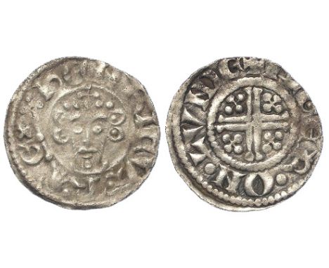 John silver penny, Short Cross Type, Class 5b, Spink 1351, obverse reads:- hENRICVSR EX ['S' with pellet centre], reverse rea