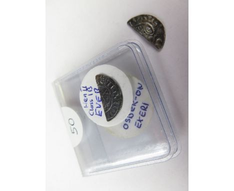 Henry II silver cut-halfpennies, Short Cross Type, Class 1a or b, reverse reads:- +GOD[ ]WIR, Worcester Mint, moneyer Godwine