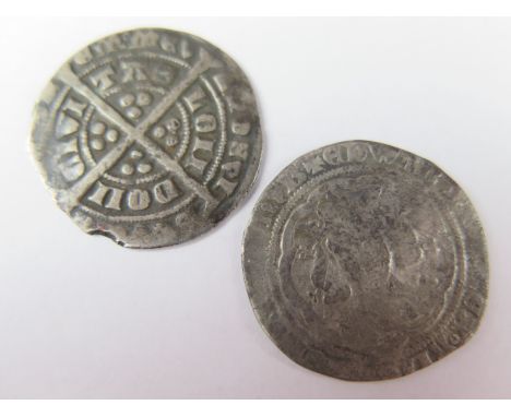 Edward III silver groats both of London, first of Class D, Spink 1566, F/GF, second of Class E 'V' seems to be snicked but co