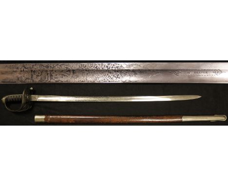 Sword: An 1827 Pattern Rifle Officers sword by Henry Wilkinson Pall Mall, London. Top of blade numbered '10716' (Number shows