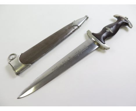 German SA Dagger with metal Scabbard, blade maker marked 'Herm Konejung A.G. Solingen'. Scabbard with paint removed