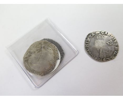 Charles I silver shillings, first Tower Mint under the King, second and third under Parliamant, first mm. Tun, Spink 2791, NF