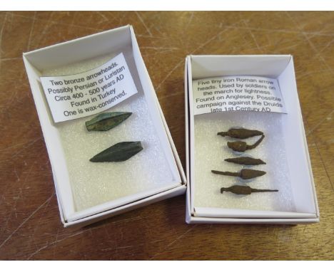 Roman set four arrow heads found Anglesey and two Persian Luristan arrow heads  