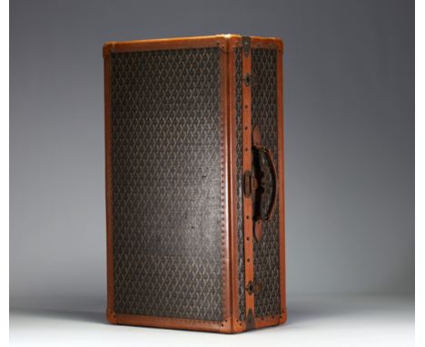 GOYARD Aine Paris - Superb 1920s cabin trunk covered in goyardine canvas and protected by lozine edging. - Weight: 5.56 kg - 