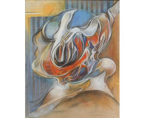 Simonetta JUNG (1917-2005) "Abstraction nÂ° 27" oil on canvas. - Weight: 4.10 kg - Shipping available - Region: Italie Belgiq