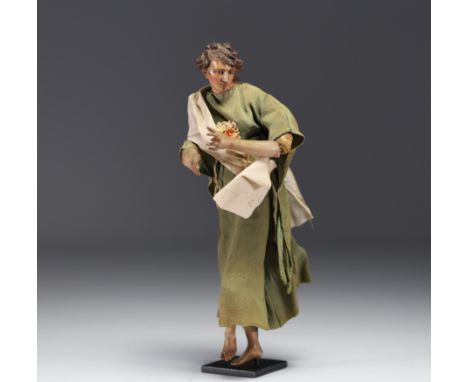 Salvatore Di FRANCO (attr. to) Neapolitan santon in polychrome terracotta, 18th century. The hands are missing. - Weight: 200