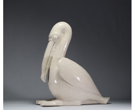 Roger DUTERME (1919-1997) "Pelican" in glazed terracotta, artist's stamp, circa 1970. - Weight: 18.65 kg - Shipping unavailab