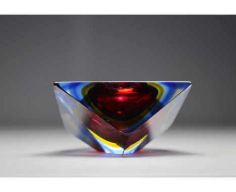 Flavio POLI (1900-1980) Sommerso Murano glassware, multi-layered glass ashtray, circa 1970. - Weight: 2.47 kg - Shipping avai