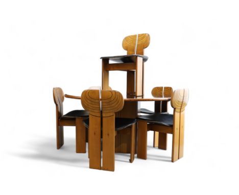 Afra and Tobia SCARPA (1935- ) Exceptional set of a table and six chairs model "Africa" series Artona Created in 1975 Maxalto
