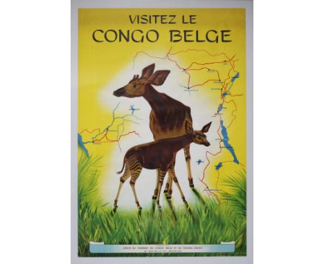 â€˜Visit the Belgian Congoâ€™ Poster for the Tourist Office of the Belgian Congo and Ruanda-Urundi, 1950. Lithograph, printed