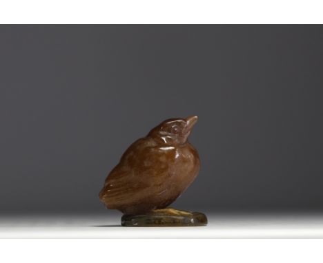 Amalric WALTER (1870-1959) Bird in shaded brown pate de verre, signed on the terrace - Weight: 950 g - Shipping available - R