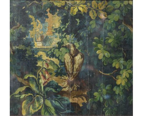 "Eagle in the forest" Aubusson tapestry cardboard, oil on canvas, tapestry project, 19th century. - Weight: 4.65 kg - Shippin