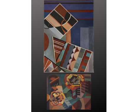 Suite of two oil on canvas geometric compositions, modernist work circa 1920-30. - Weight: 2.00 kg - Shipping unavailable - S