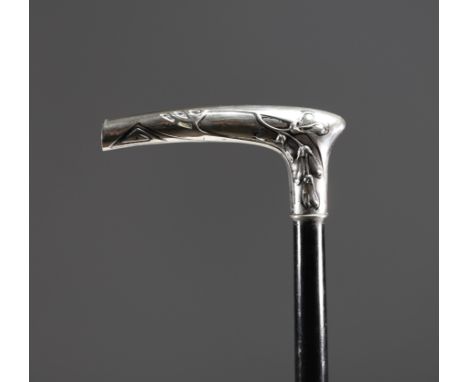 Art Nouveau silver cane decorated with maple leaves and fruit, hallmarked 800. - Weight: 200 g - Shipping unavailable - Sizes