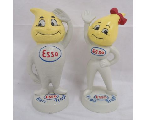 Pair of Esso Herr Tropf and Frau Tropf cast metal money boxes, H 22cm