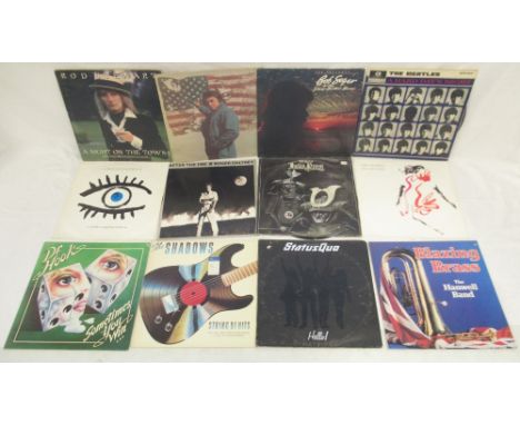 Large mixed collection of vinyl records to inc. Rod Stewart, Bob Seger, The Beatles, The Shadows, Dr. Hook, Jim Reeves, Elvis