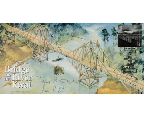 Multi Signed Piers Storie Pugh, Gerald R A Ferrett &amp; Ann Hubble. Bridge on the River Kwai. FDC Single Post Mark Dated 5. 