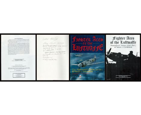 WWII Multi Signed Book Fighter Aces of the Luftwaffe by Raymond F Toliver, USAF (Ret) &amp; Trevor J Constable 1996 First Edi