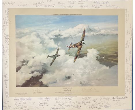 WWII "Fuel of Eagles" 24x21 inches colour print signed by the artist Robert Taylor signed by 46 RAF fighter command veterans 