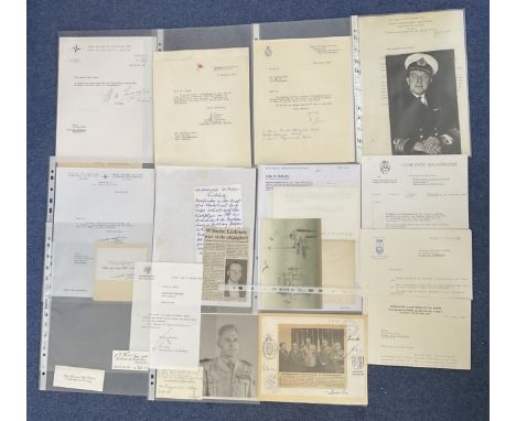 Military Collection of 16 Signed Items Such as Photos and Typed Letters. Signatures include Charles Paul de Cumont, Napoleon 