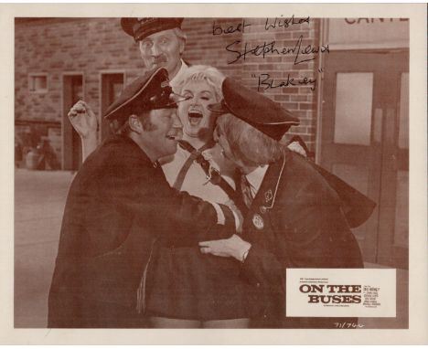 On The Buses, a 10x8 sepia style film photo. Signed by Stephen Lewis who played Inspector Cyril Blakey Blake, who has added B