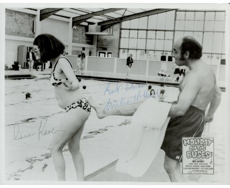 Holiday on the Buses, a 10x8 b&amp;w film photo. signed by Michael Robbins and Anna Karen, who played Arthur and Olive Rudge.
