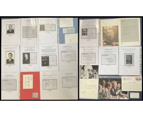 World Political Collection of 23 Signed Items Such As Photos, Signature Cards and Letters. Signatures include Ismail Fahmi, M