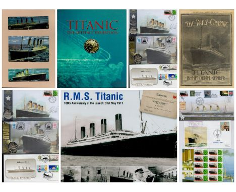 R. M. S. Titanic Collection of 4 Signed FDCs, Titanic Phone Cards in Shape of the Boat, The Daily Graphic Titanic In Memoria 