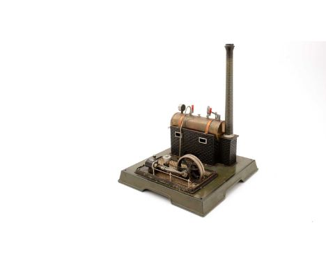 A Marklin boiler stationary steam engine, model 4095, c.1925, of die-cast tin plate construction, 28 x 28cm wide
