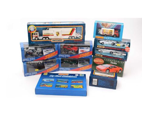Matchbox Superkings and other late 20th Century diecast model vehicles, including: a K-159 Porche Car Transporter; a Mastercl