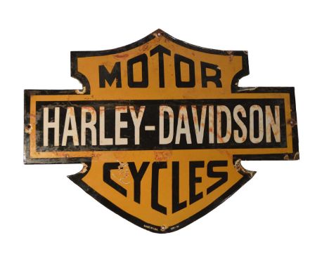 An enamel advertising sign, Harley-Davidson Motor Cycles, made in USA, 61 x 47cms. 