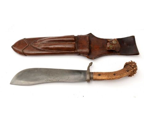 An early 20th Century hunting knife, by Carl Grasser, Vienna, Austria, the 23cms single edged shaped blade, named to blade ba