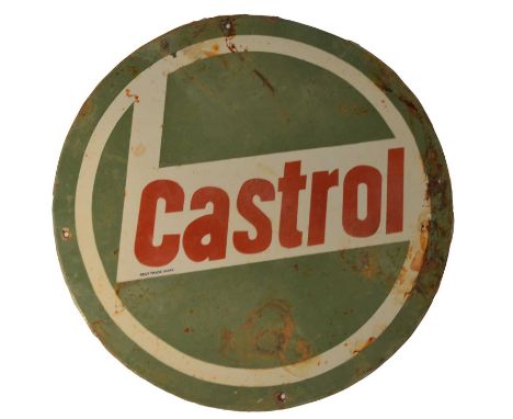 An enamel advertising sign, Castrol, 51cms diameter. 