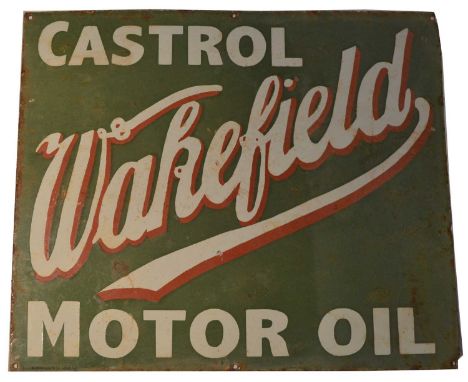 An enamel advertising sign, Wakefield Castrol Motor Oil, by Falkirk Iron Signs Co., London, 60 x 51cms. 